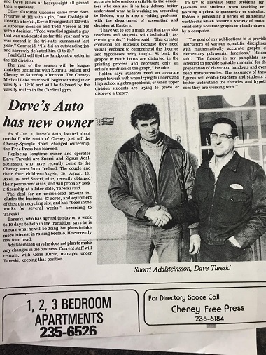 Newspaper story about Dave's Auto